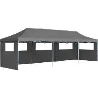 Syfax Faltzelt Partyzelt Pop-Up mit 5 Seitenwänden 870x291x315 cm Anthrazit