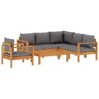 vidaXL 5-tlg. Garten-Sofagarnitur mit Kissen Massivholz Akazie