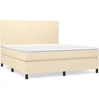 vidaXL Boxspringbett mit Matratze Creme 180x200 cm Stoff