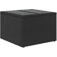 Syfax Gartentisch mit Glasplatte Schwarz 55 x 55 x 37 cm Poly Rattan