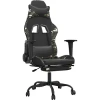 Syfax Gamingstuhl mit Massage Fußstütze Schwarz Tarnfarben Kunstleder