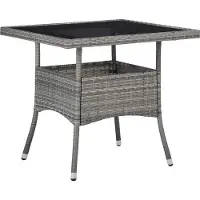 Syfax Garten-Esstisch Grau Poly Rattan und Glas