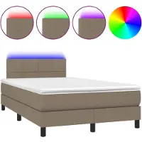 Syfax Boxspringbett mit Matratze & LED Taupe 120x200 cm Stoff