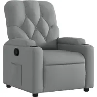 Syfax Relaxsessel Stoff Hellgrau mit manueller Liegefunktion, Getränkehalter und Seitentasche, 74x86,5x93,5 cm