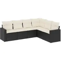 vidaXL 6-tlg. Garten-Sofagarnitur mit Kissen Schwarz Poly Rattan