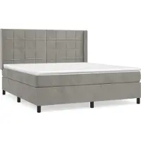 vidaXL Boxspringbett mit Matratze Hellgrau 160x200 cm Samt