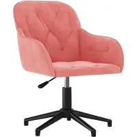 Syfax Bürostuhl aus Samt, Rosa, Drehbar, Höhenverstellbar, 56x61,5x72-80 cm
