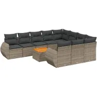 vidaXL 11-tlg. Garten-Sofagarnitur mit Kissen Grau Poly Rattan