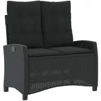 vidaXL Gartenbank Verstellbar mit Kissen Schwarz Poly Rattan