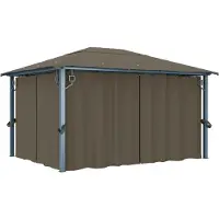 vidaXL "im Sonderangebot"Garten-Pavillon Wasserdicht Design - Pop-Up-Partyzelt/ Festzelt - mit Vorhängen & LED-Lichterkette 400x300 cm Taupe Alu DEMöbel 2052738