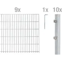 Alberts Doppelstabmattenzaun 8-6-8, Matten 2,50 m, Höhe 2,03 m, Länge 22,5 m, feuerverzinkt, Zaun als Komplettset, Pfosten mit Abdeckleiste 60x40 mm