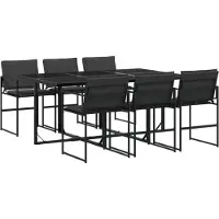 vidaXL 7-tlg. Garten-Essgruppe mit Kissen Schwarz Textilene
