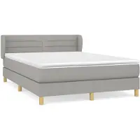 Syfax Boxspringbett mit Matratze Hellgrau 140x200 cm Stoff