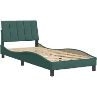 Syfax Bettgestell ohne Matratze "Hanko" Dunkelgrün 90x200 cm Samt