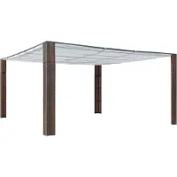 vidaXL Möbel Pavillon mit Dach Poly Rattan 400x400x200 cm Braun und Creme - Faltpavillon 44817