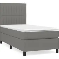 Syfax Boxspringbett mit Matratze Dunkelgrau 90x200 cm Stoff