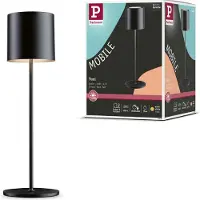 Paulmann Tuni Portable Tischleuchte IP44 Matt Schwarz - , Tuni, dimmbar, Schwarz, für Wohnzimmer, Kunststoff, Modern