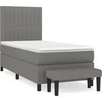 Syfax Boxspringbett mit Matratze Dunkelgrau 90x190 cm Stoff