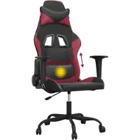 vidaXL Gaming-Stuhl mit Massagefunktion Schwarz und Weinrot Kunstleder