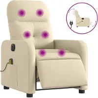 Syfax Massagesessel Elektrisch Creme Stoff