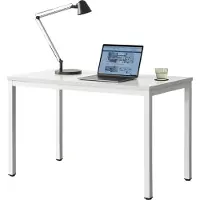 En.casa [] Schreibtisch Odense Weiß Höhenverstellbar Bürotisch 75x120x60cm Tisch Computertisch Arbeitstisch PC Tisch