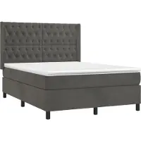 Syfax Boxspringbett mit Matratze Dunkelgrau 140x200 cm Samt