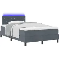 Syfax LED Boxspringbett mit Matratze Dunkelgrau 120 x 200 cm Samt