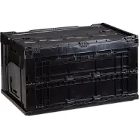 Relaxdays 4x Profi Transportbox, stabil, Gewerbe, hochwertiger Kunststoff, Qualität, 60 L, HxBxT 32,5x58,5x39,5cm, schwarz