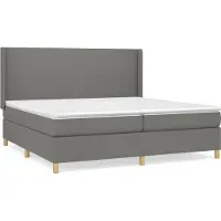 Syfax Boxspringbett mit Matratze Dunkelgrau 200x200 cm Stoff