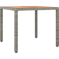 Syfax Gartentisch mit Holzplatte Grau Poly Rattan & Massivholz Akazie