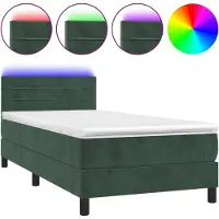 Syfax Boxspringbett mit Matratze & LED Dunkelgrün 100x200 cm Samt