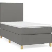 Syfax Boxspringbett mit Matratze Dunkelgrau 90x190 cm Stoff