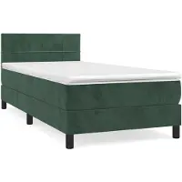 Syfax Boxspringbett mit Matratze Dunkelgrün 90x190 cm Samt
