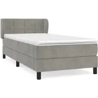 Syfax Boxspringbett mit Matratze Hellgrau 90x200 cm Samt