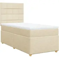 Syfax Boxspringbett mit Matratze Creme 100x200 cm Stoff