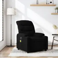 vidaXL Möbel Massage-Relaxsessel, schwarzer Stoff - Fernseh- & Relaxsessel 3206853