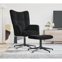 vidaXL Design Möbel Relaxsessel mit Hocker Schwarz Samt - 2024 Neu
