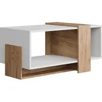 Vicco Couchtisch Aven Weiß/Goldkraft Eiche 91.8 x 49 cm, Model 54387