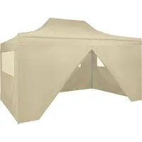 Syfax Faltzelt Pop-Up mit 4 Seitenteilen 3 x 4,5 m Cremeweiß