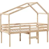 Syfax Hochbett mit Dach 80x200 cm Massivholz Kiefer
