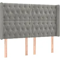 Syfax Kopfteil mit Ohren Hellgrau 163x16x118/128 cm Samt