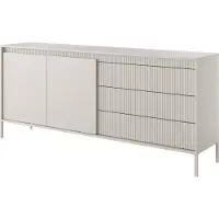 Selsey Falsetto - Sideboard 2-türig mit 3 Schubladen, Beige mit geriffelter Front, 187 cm