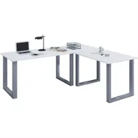 VCM Holz Schreibtisch | Eckschreibtisch schlicht | 190x190 | L Form links oder rechts | Arbeitstisch Platte 50 cm tief | Computertisch Büromöbel - Lona U