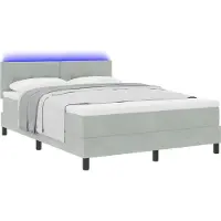 Syfax LED Boxspringbett mit Matratze Hellgrau 140 x 190 cm Samt