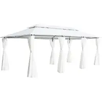 Syfax Pavillon mit Vorhängen 600x298x270 cm Weiß 180g/m²