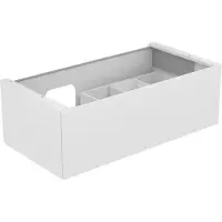 Keuco Waschtischunterbau Planning EDITION 11 1050 x 350 x 535 mm, Siphonausschnitt links mit LED-Innenbeleuchtung Weiß
