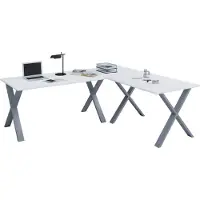 VCM Holz Schreibtisch | Eckschreibtisch schlicht | 220x160 | L Form links oder rechts | Arbeitstisch Platte 80 cm tief | Computertisch Büromöbel - Lona X