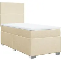 Syfax Boxspringbett mit Matratze Creme 90x200 cm Stoff