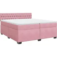Syfax Boxspringbett mit Matratze Rosa 200x200 cm Samt