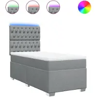 Syfax Boxspringbett mit Matratze Hellgrau 90x190 cm Stoff